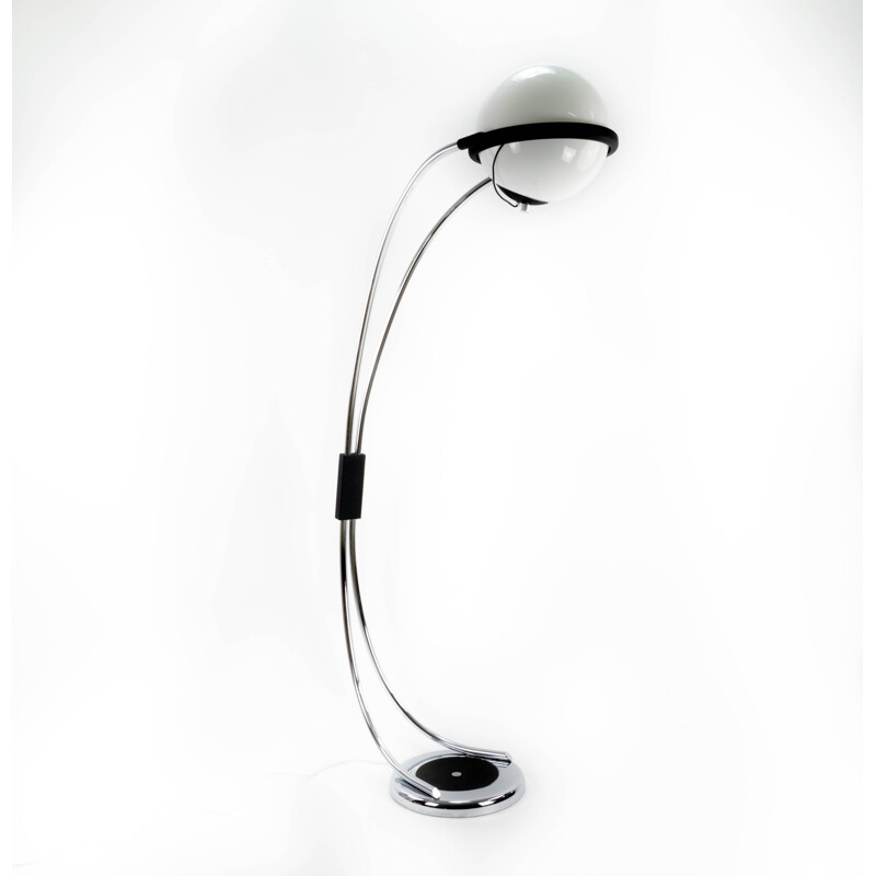 Vintage Space Age Large Chrome  Arc Floor Lamp, Italy 1970