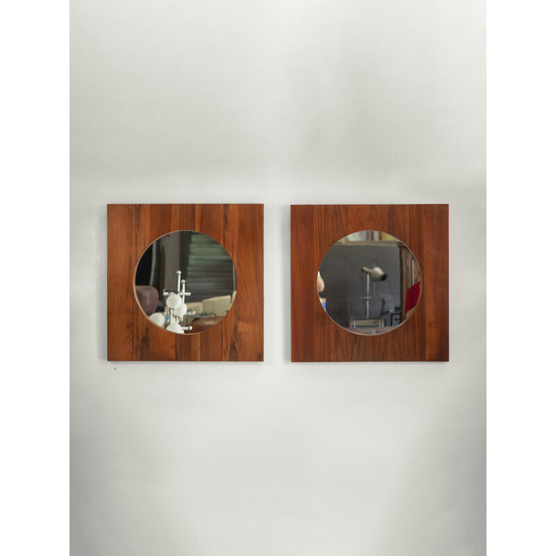 Pair of vintage Large Danish Teak Wall Mirrors, 1960s