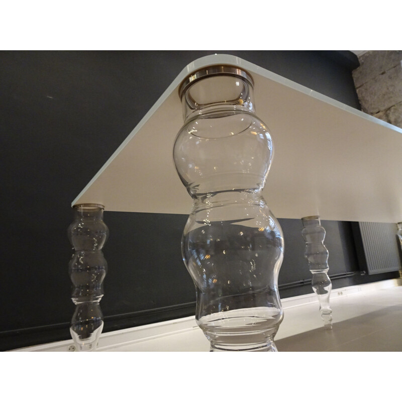 Vintage dining table in glass, Pierro Lissoni for Glass Italia