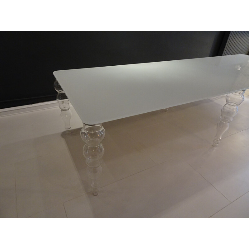 Vintage dining table in glass, Pierro Lissoni for Glass Italia