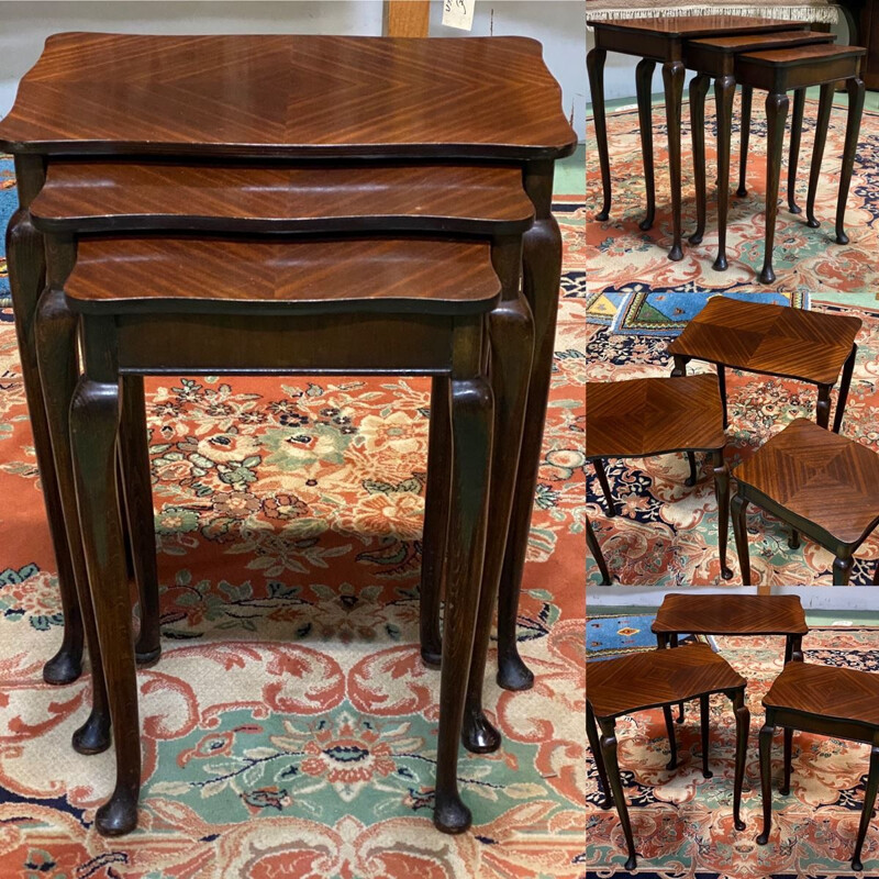 Set of 3 nesting tables by Mapple in mahogany, 1970