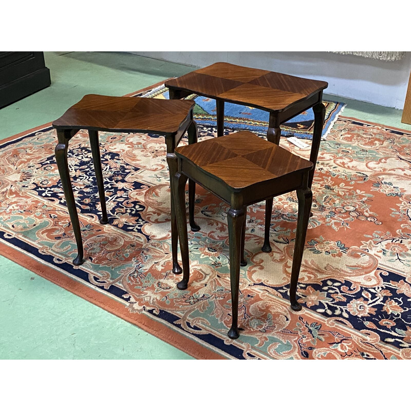 Set of 3 nesting tables by Mapple in mahogany, 1970