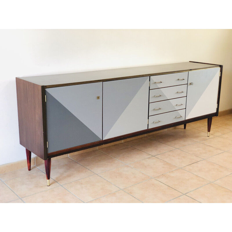 Vintage gray shade graphic sideboard 1965 