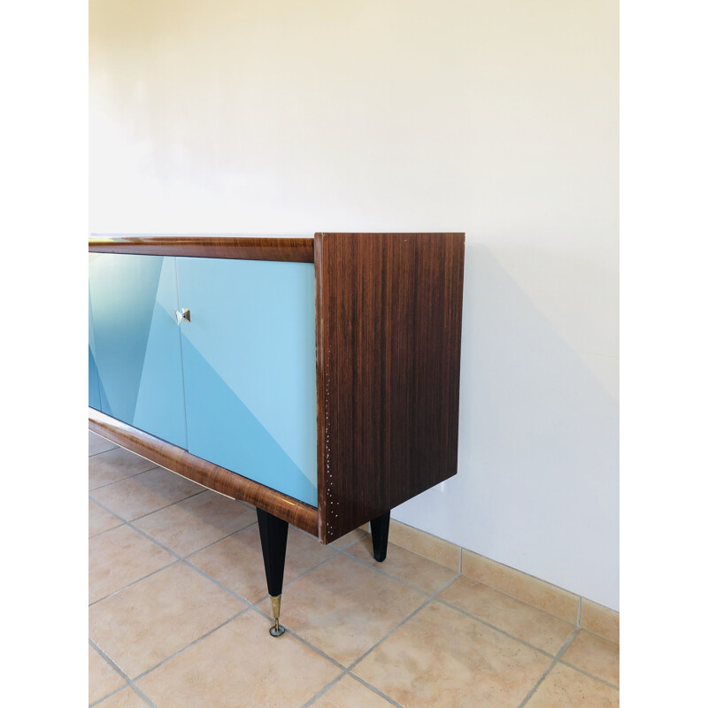 Vintage French graphic ebony macassar sideboard