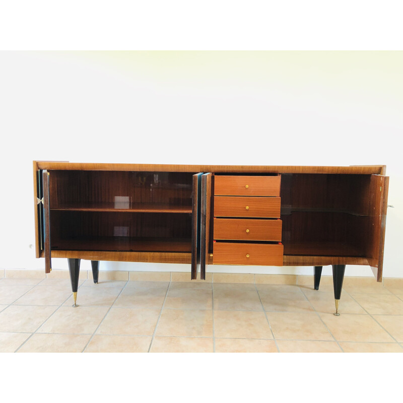 Vintage French graphic ebony macassar sideboard