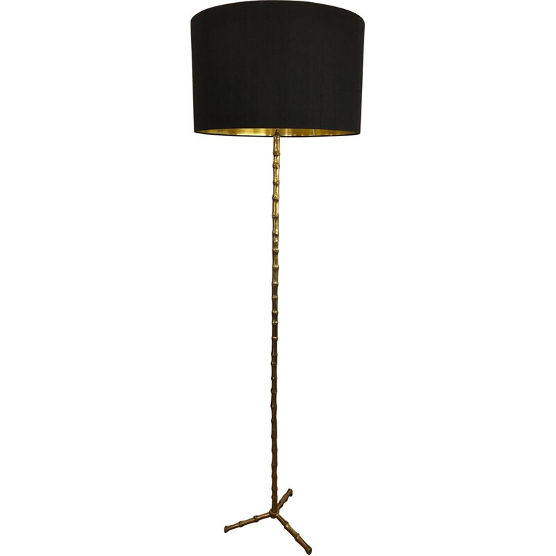 Pair of Bamboo floor lamp by Baguès, 1950