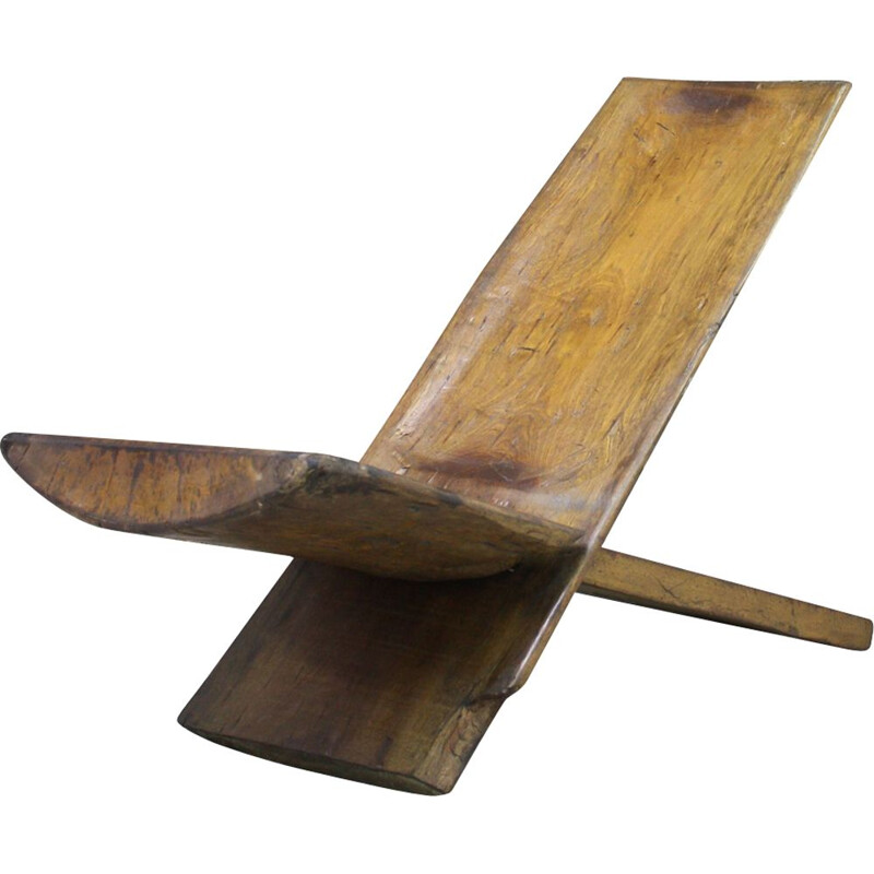 Vintage Solid Wood Lounge Chair, Portugal 1960s