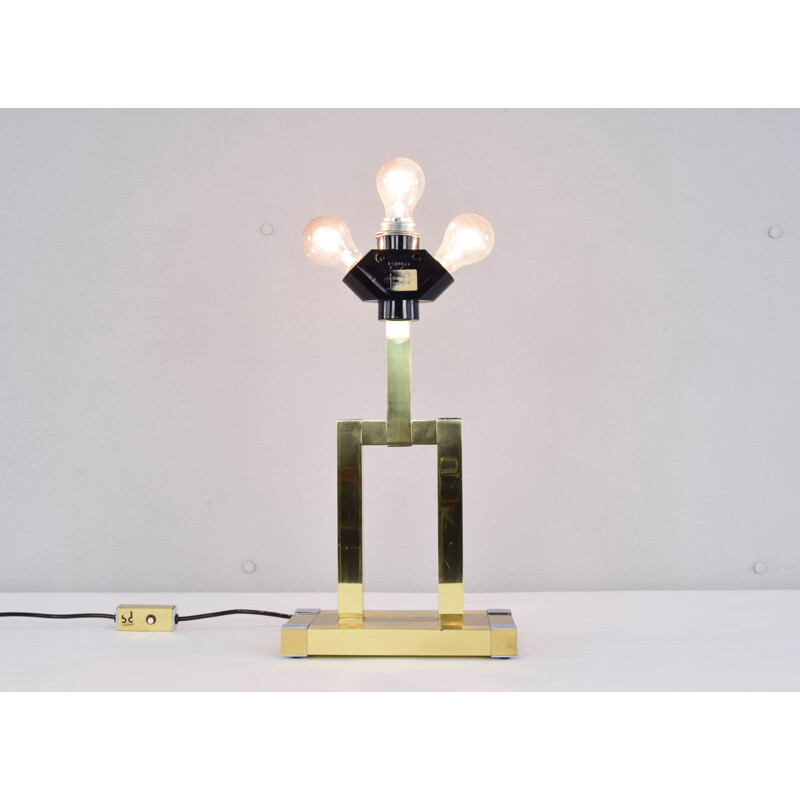 Vintage Italian Brass Table Lamp by Lumica 1970