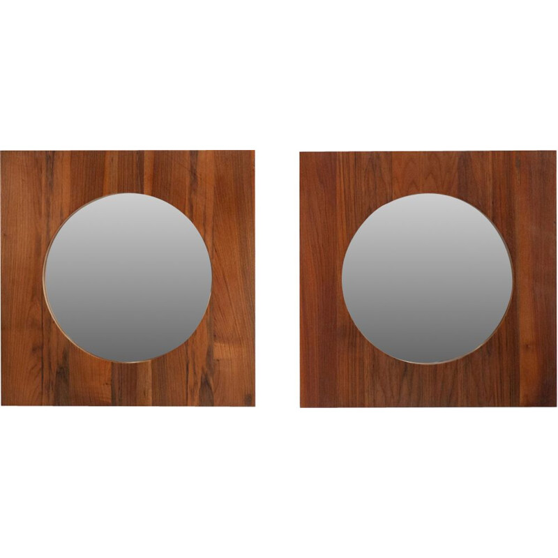 Pair of vintage Large Danish Teak Wall Mirrors, 1960s