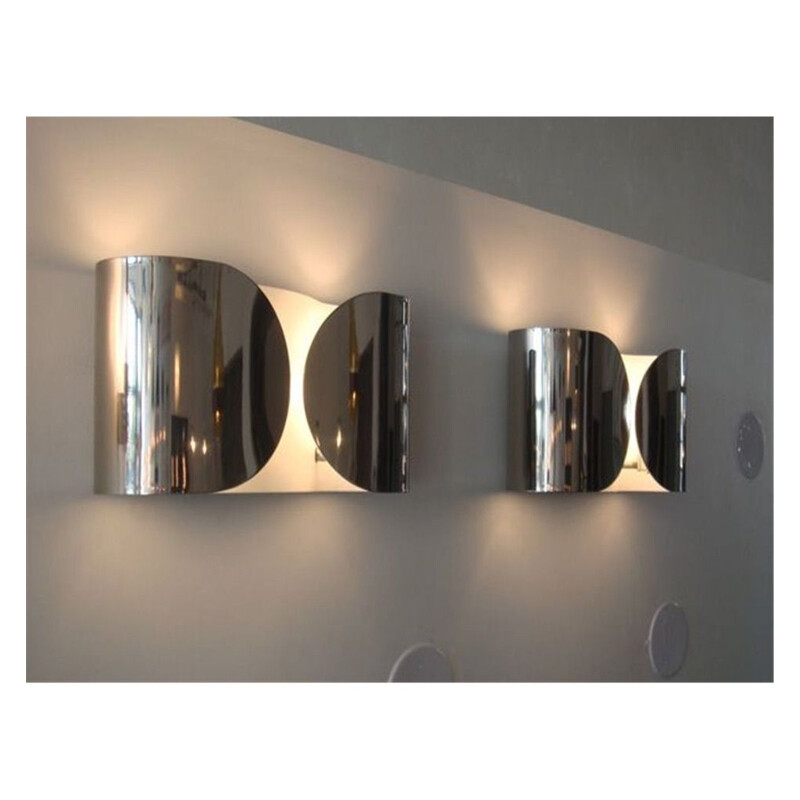 Vintage Foglio Chrome Foglio wall light by Tobia Scarpa for FLOS, 1966