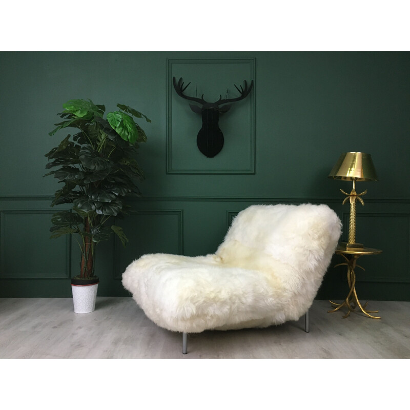 Vintage sheepskin Calin armchair for Cinna (Ligne Roset)