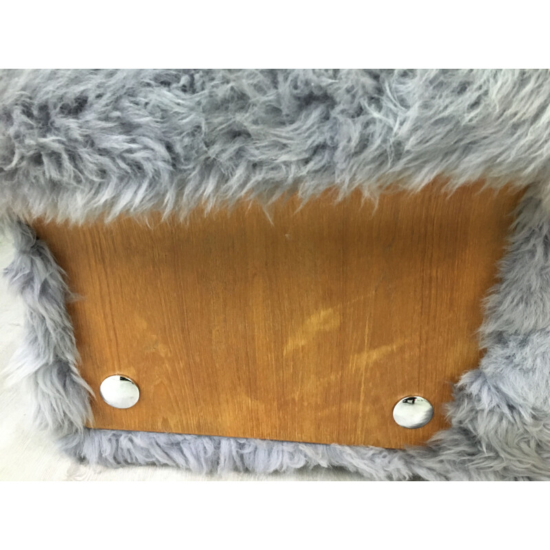 Vintage Sheepskin and Teak 'Saddle' Armchair  by G PLAN