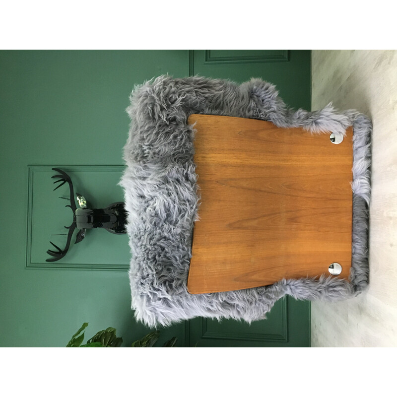 Vintage Sheepskin and Teak 'Saddle' Armchair  by G PLAN