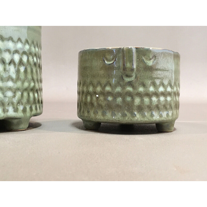 Two large Scandinavian green vintage ceramics