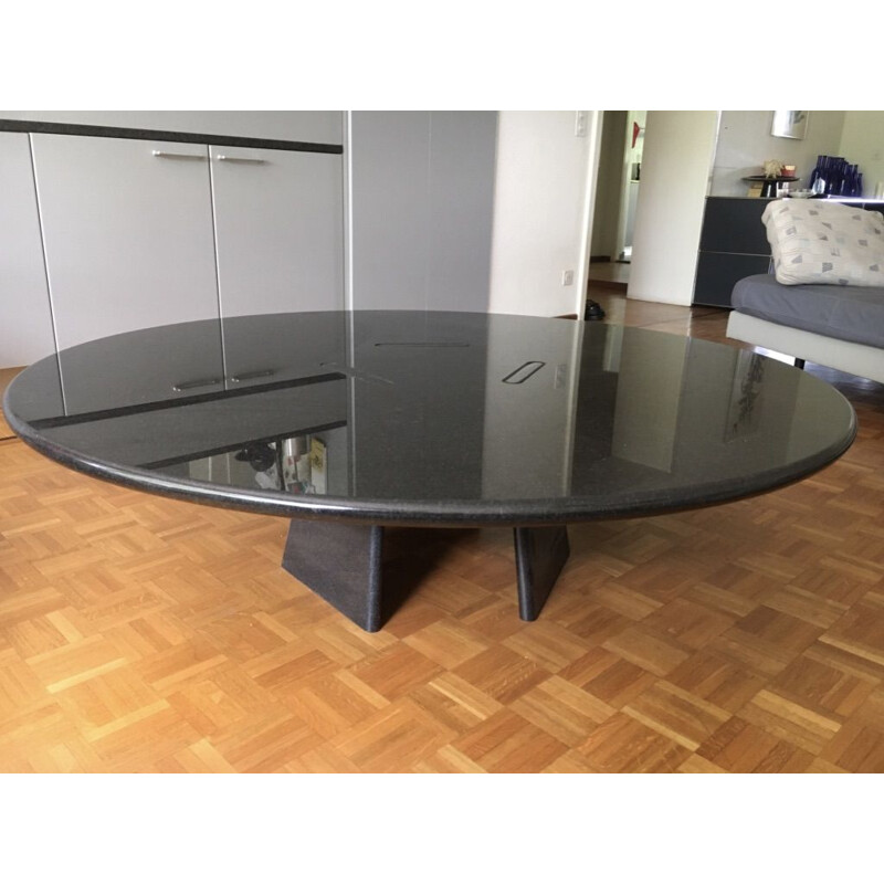 Vintage black marble "Asolo" coffee table by Angelo Mangiarotti for Skipper, Italy 1970