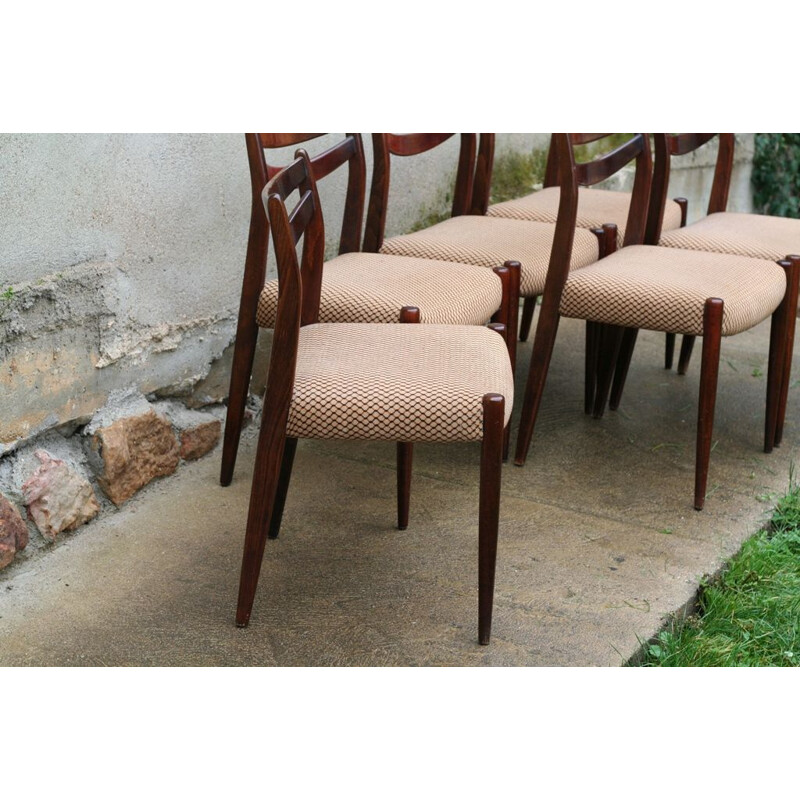 Suite de 6 chaises scandinaves vintage 1960