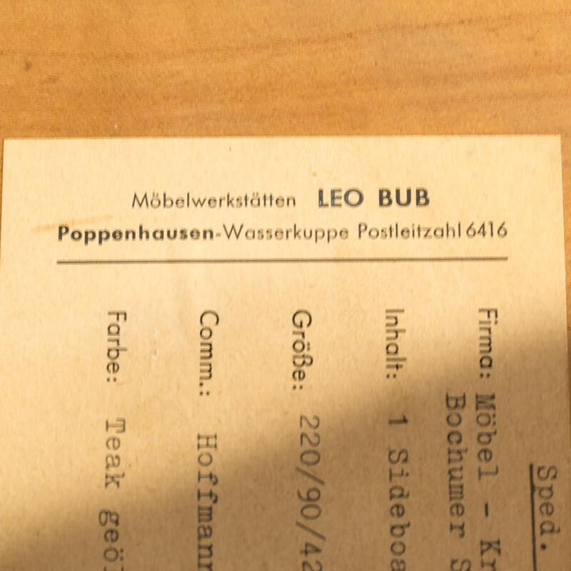 Vintage teak sideboard by Leo Bub for Bub Wertmöbel, 1970