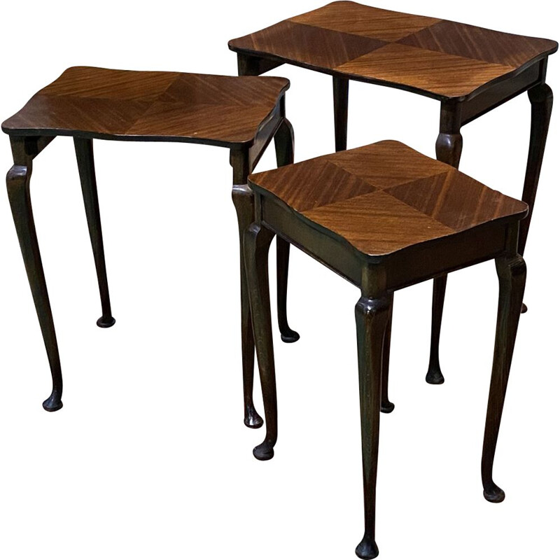 Set of 3 nesting tables by Mapple in mahogany, 1970