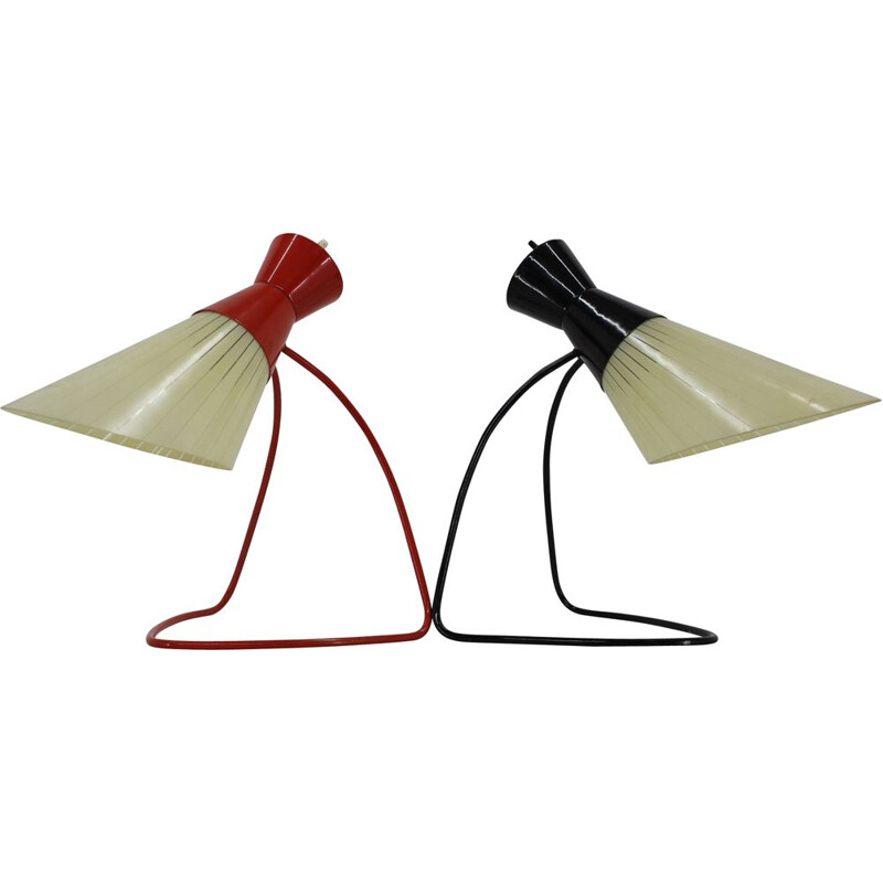 Pair of Table Glass Lamps by Josef Hurka for Napako, Czechoslovakia 1960