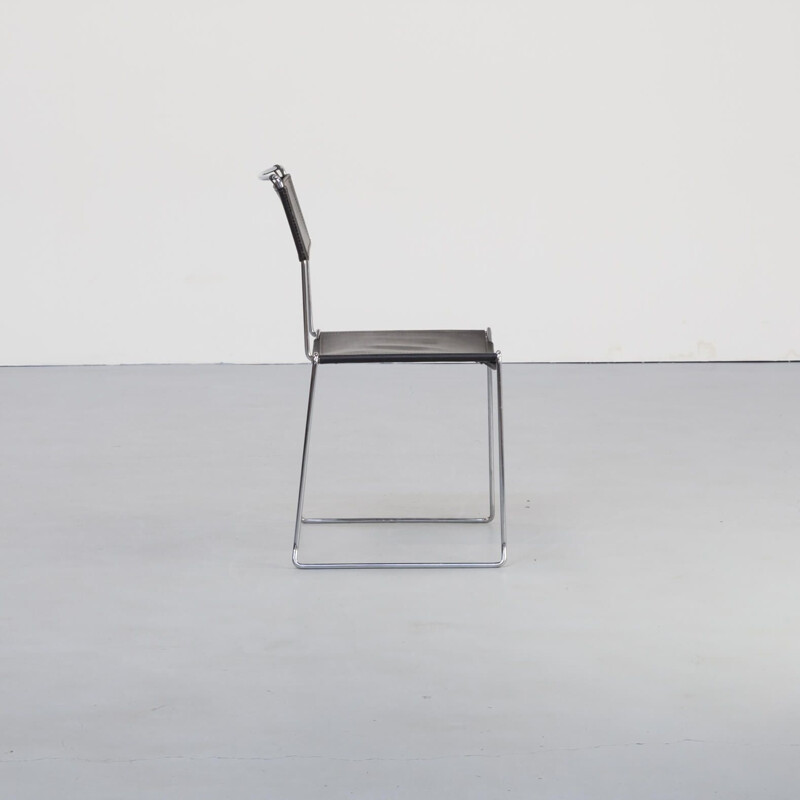 Ensemble de 4 chaises à repas vintage en cuir de Giandomenico Belotti pour Alias, 1980