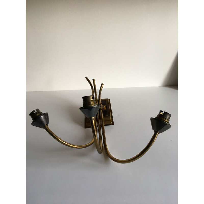 Vintage retro wall light in brass-plated steel, 1960s