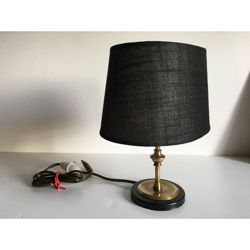 Lampe vintage en laiton et tissu