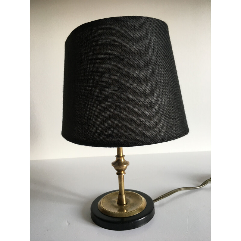 Lampe vintage en laiton et tissu