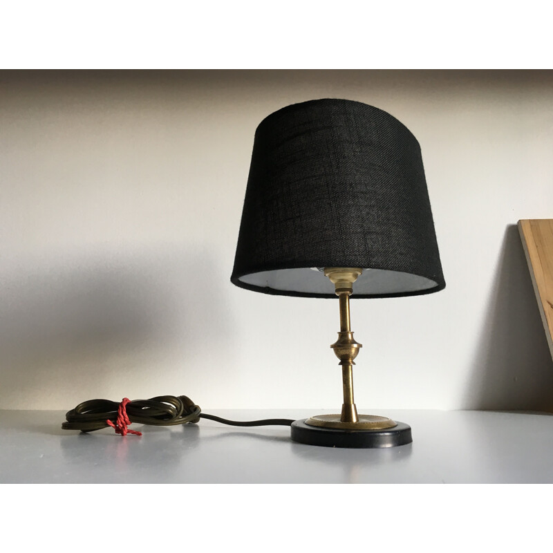 Lampe vintage en laiton et tissu