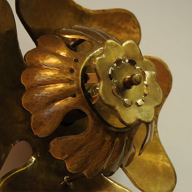 Set of 2 vintage brass Flower wall lights by Lars Holmström, Sweden, 1950s