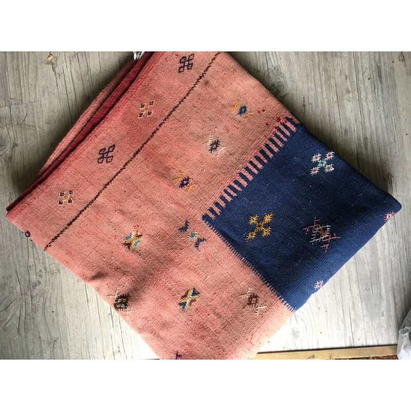 Tapis vintage Kilim en laine fait à la main