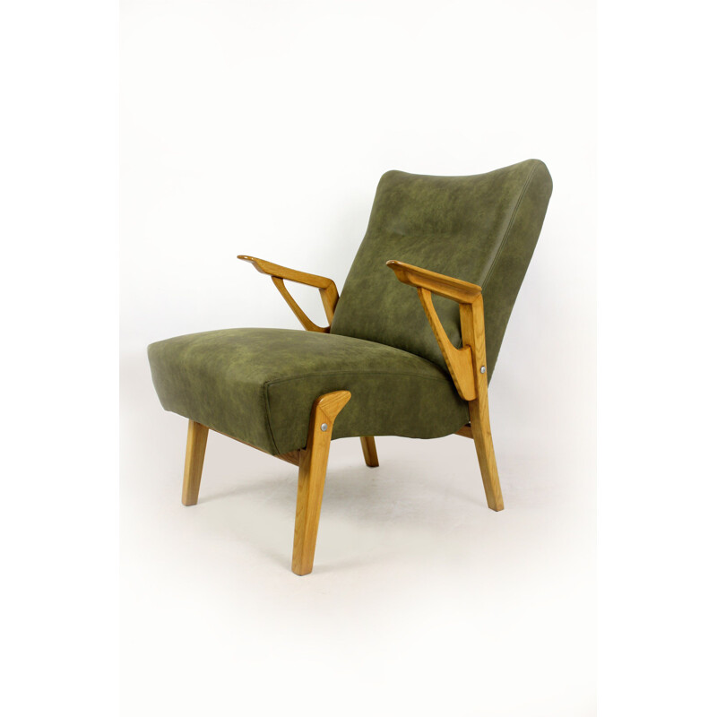 Vintage essenhouten fauteuil, 1960