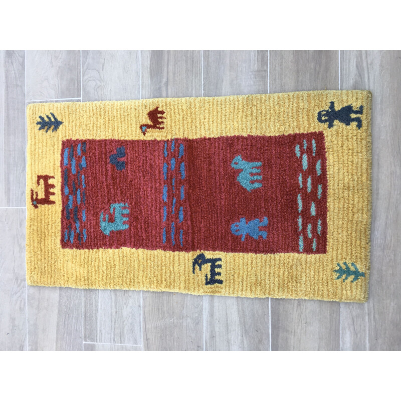 Gabbeh vintage wool rug, India, 1980-90