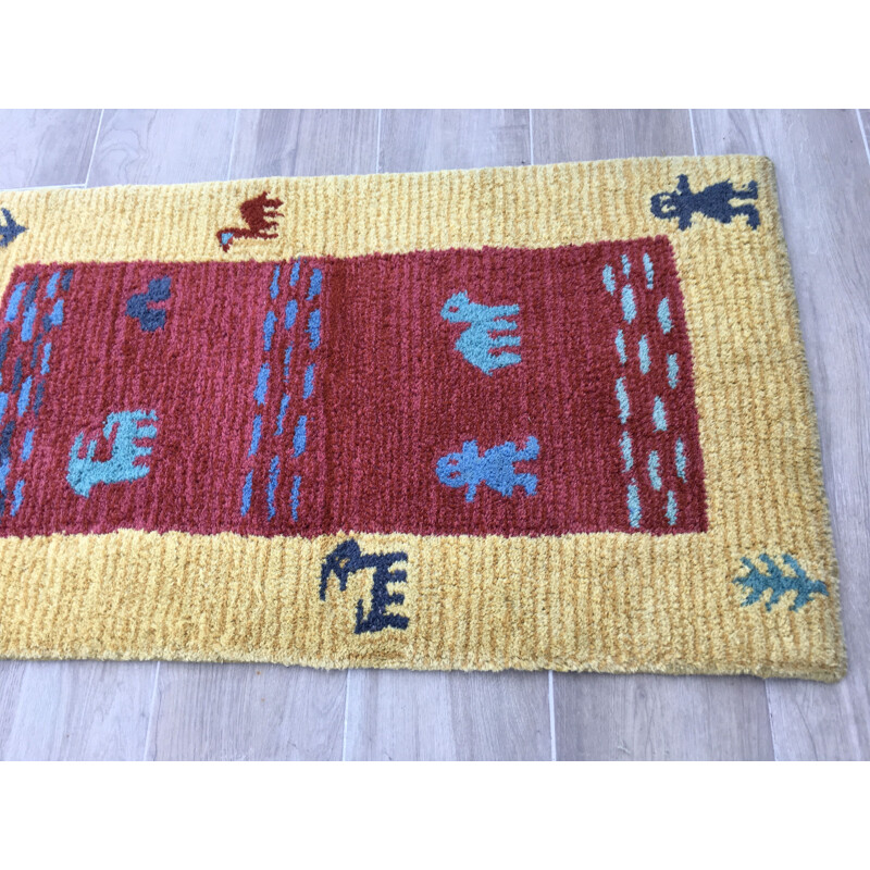 Gabbeh vintage wool rug, India, 1980-90
