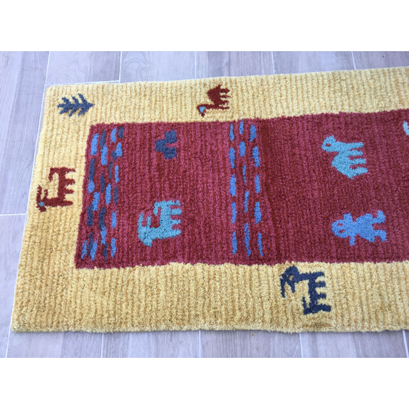 Gabbeh vintage wool rug, India, 1980-90