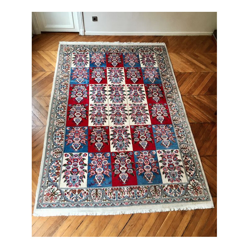 Vintage handmade wool and cotton velvet carpet