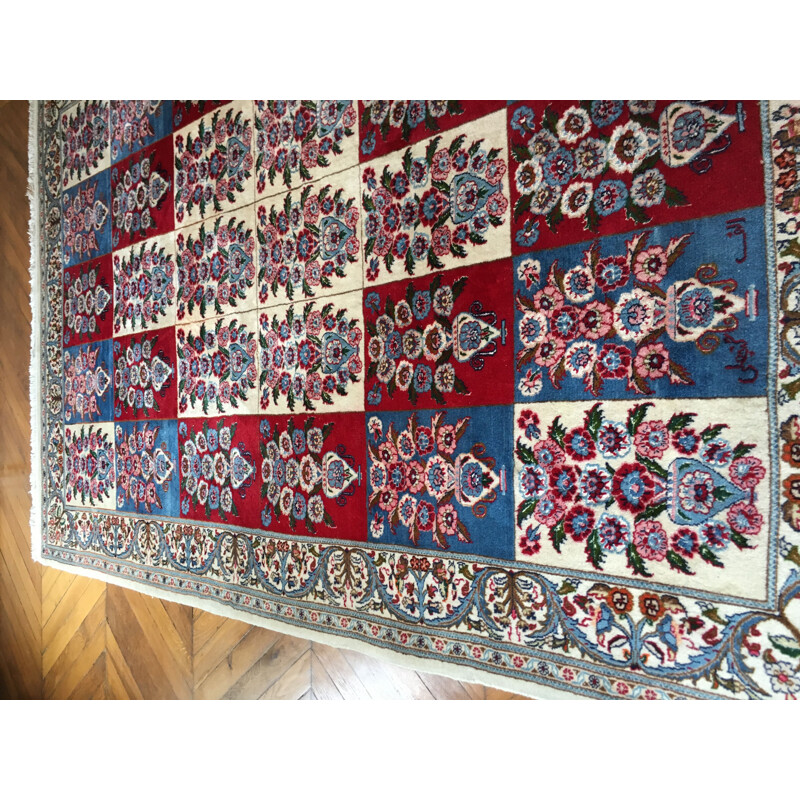 Vintage handmade wool and cotton velvet carpet