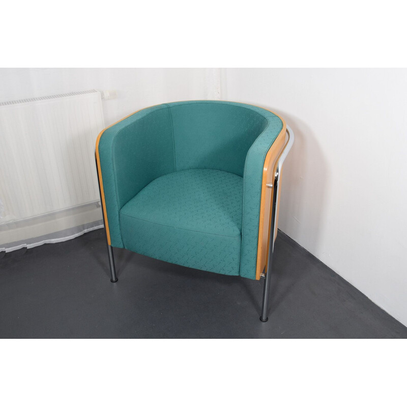Vintage turquoise S 3001 armchair by Zschoke for Thonet, 1990s