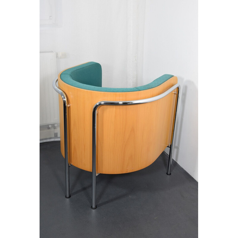 Vintage turquoise S 3001 armchair by Zschoke for Thonet, 1990s