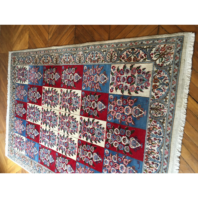 Vintage handmade wool and cotton velvet carpet