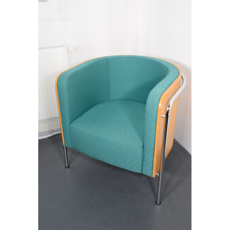 Vintage turquoise S 3001 armchair by Zschoke for Thonet, 1990s