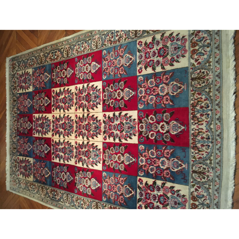 Vintage handmade wool and cotton velvet carpet