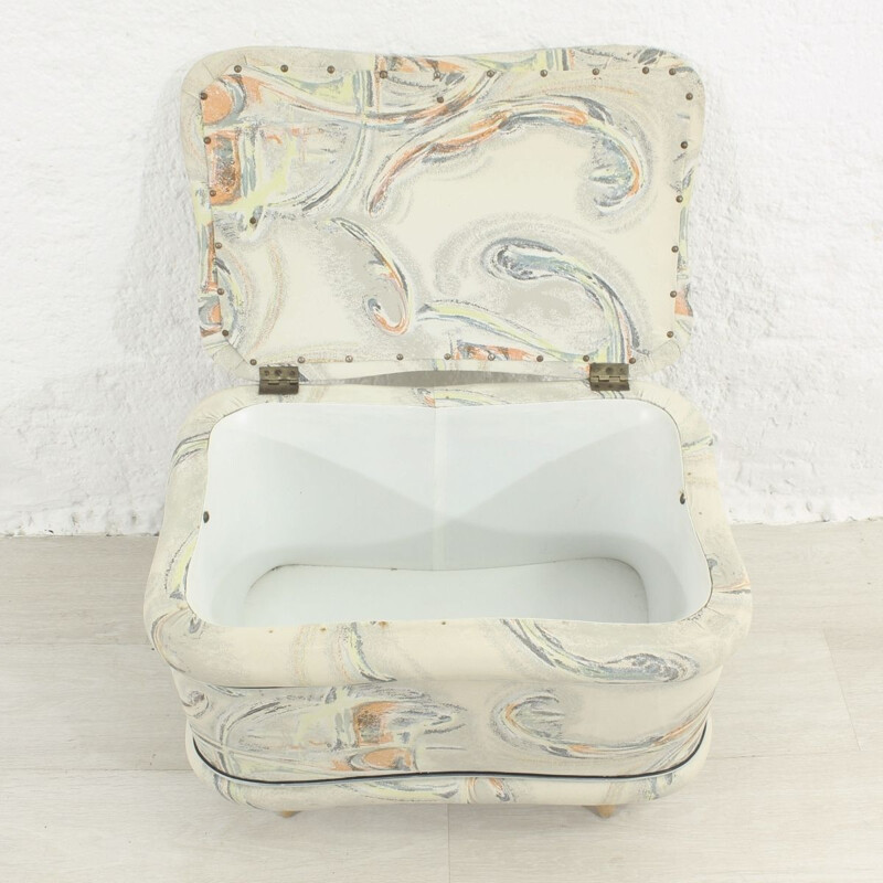 Vintage beech and plastic laundry box, 1950s