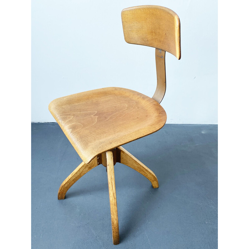 Vintage swivel chair Model 350 in Wood and Metal by Ama Elastik, 1930s