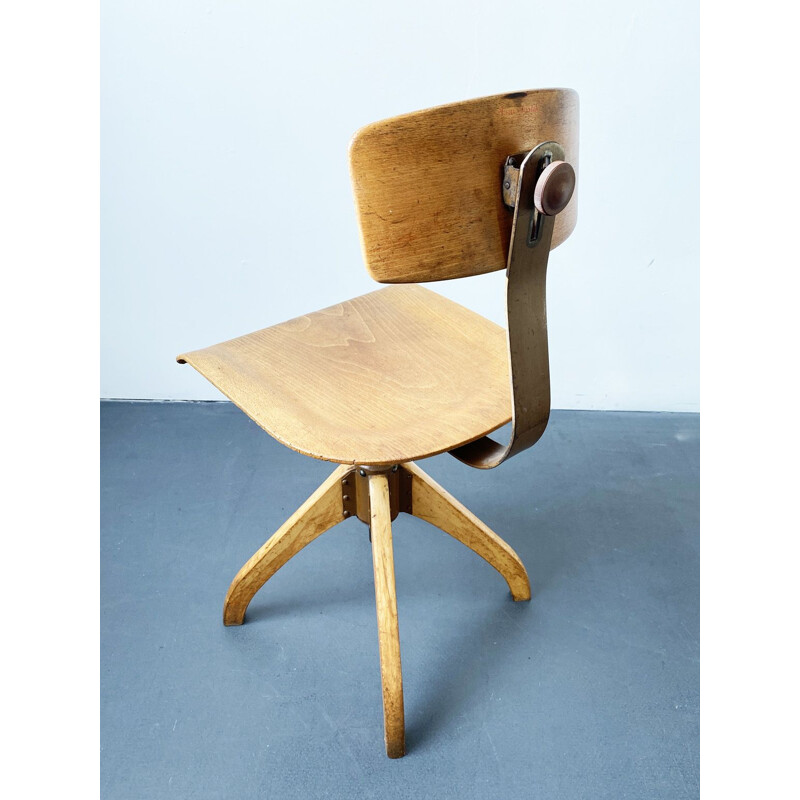 Vintage swivel chair Model 350 in Wood and Metal by Ama Elastik, 1930s