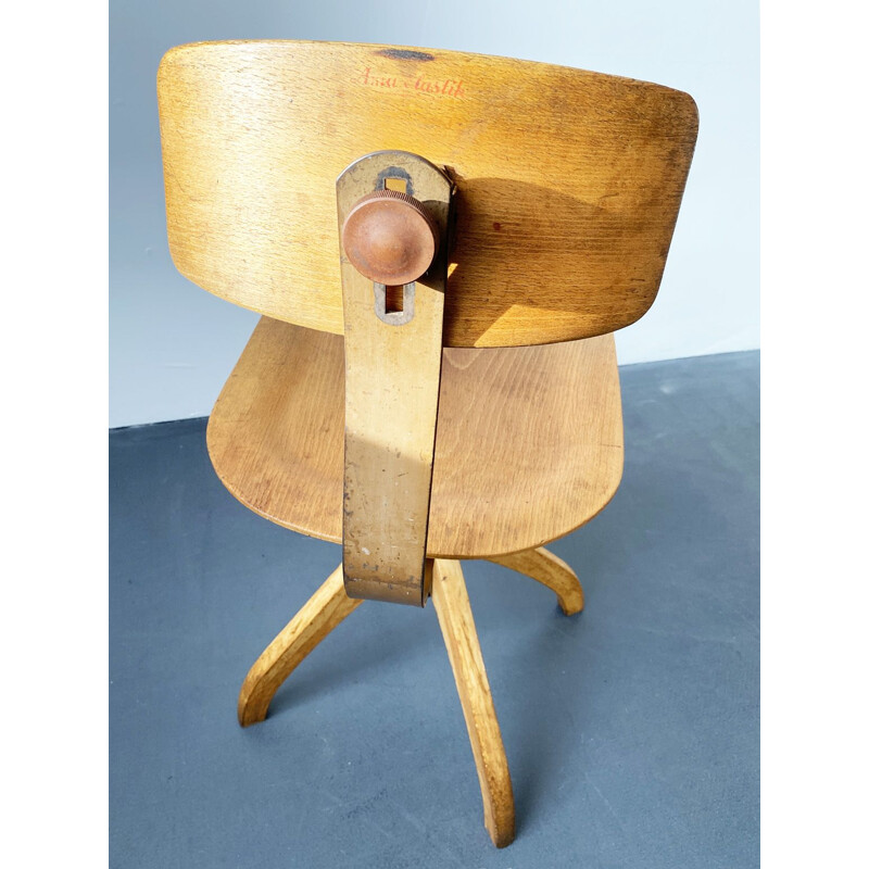 Vintage swivel chair Model 350 in Wood and Metal by Ama Elastik, 1930s