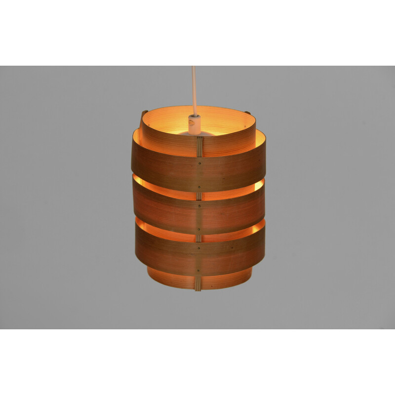 Vintage pine veneer pendant light T4991 "Rolf" by Hans-Agne Jakobsson for Ellysett AB, Sweden, 1960s