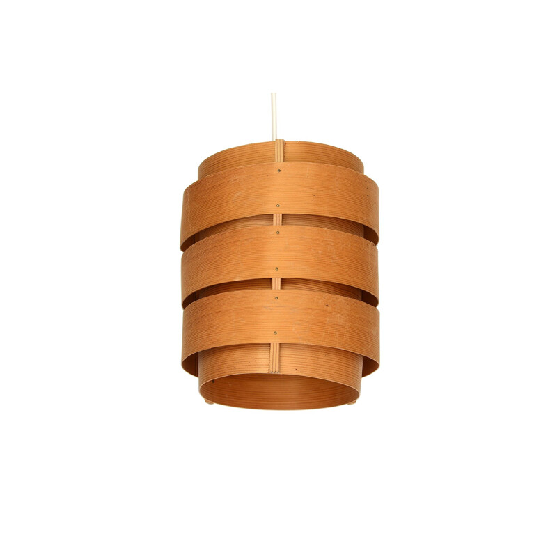 Vintage pine veneer pendant light T4991 "Rolf" by Hans-Agne Jakobsson for Ellysett AB, Sweden, 1960s