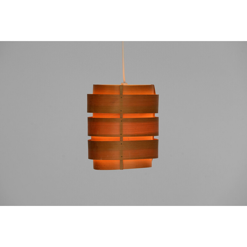 Vintage pine veneer pendant light T4991 "Rolf" by Hans-Agne Jakobsson for Ellysett AB, Sweden, 1960s