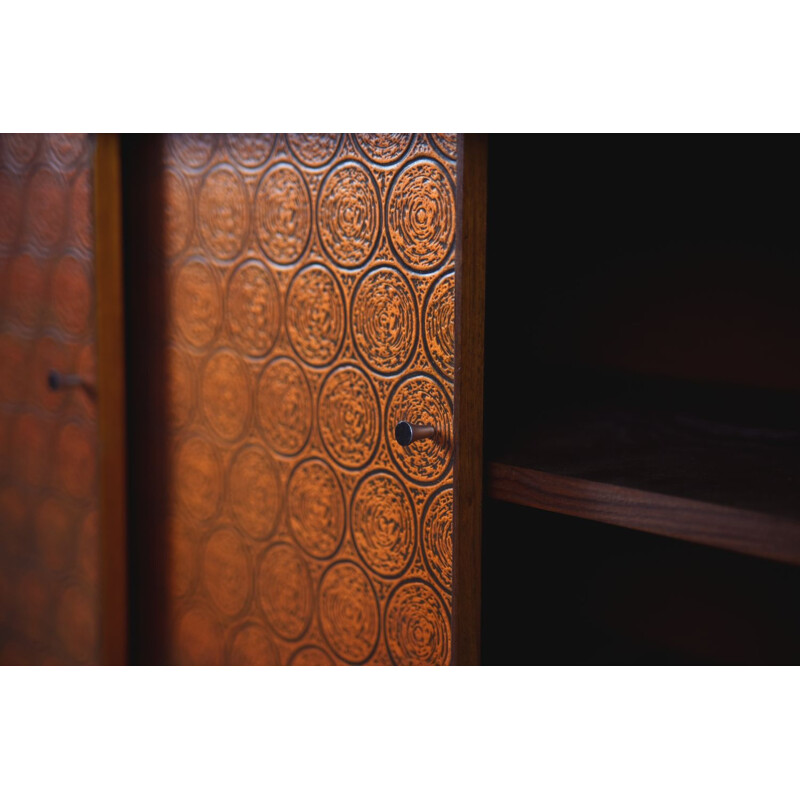 Vintage Copper and Walnut Sideboard, Italy, 1960s