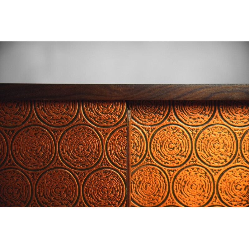 Vintage Copper and Walnut Sideboard, Italy, 1960s